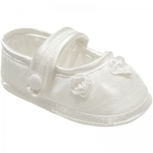 Baby Girls Ivory Dupion Rosebud Christening Shoes